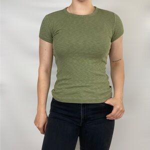 RAG & BONE Core Ribbed T Shirt in Green Short Sleeve Stretch‎ Casual Size Xs